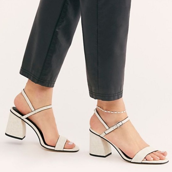 Free People Shoes - Free People Liv Block Heeled Leather White Sandals